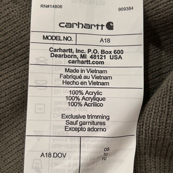 Carhartt Beanie Sage Green Knit Cuffed Original Patch OS Adult NWT - Picture 3 of 3